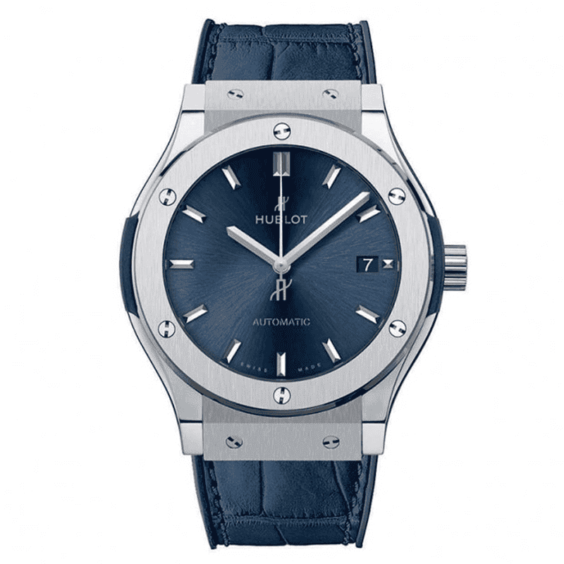 ساعت مچی مردانه هابلوت کلاسیک فیوژن سیلور صفحه آبی Hublot Classic Fusion 3 Hands Silver Blue Screen