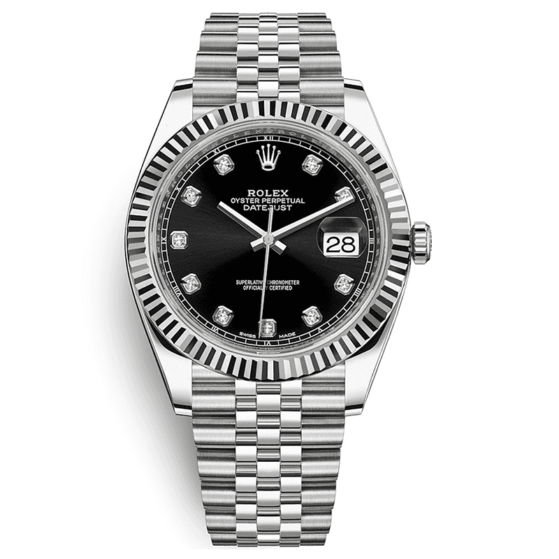 ساعت مچی رولکس دیت جاست سیلور صفحه مشکی اندکس نگین (تک و ست) Rolex Datejust Silver Black Screen Diamond Index