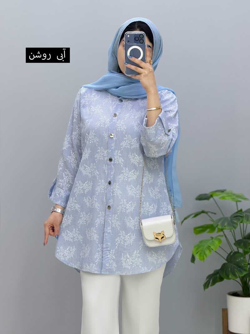 شومیزمانتویی جلودکمه لینن نورای کد 957303