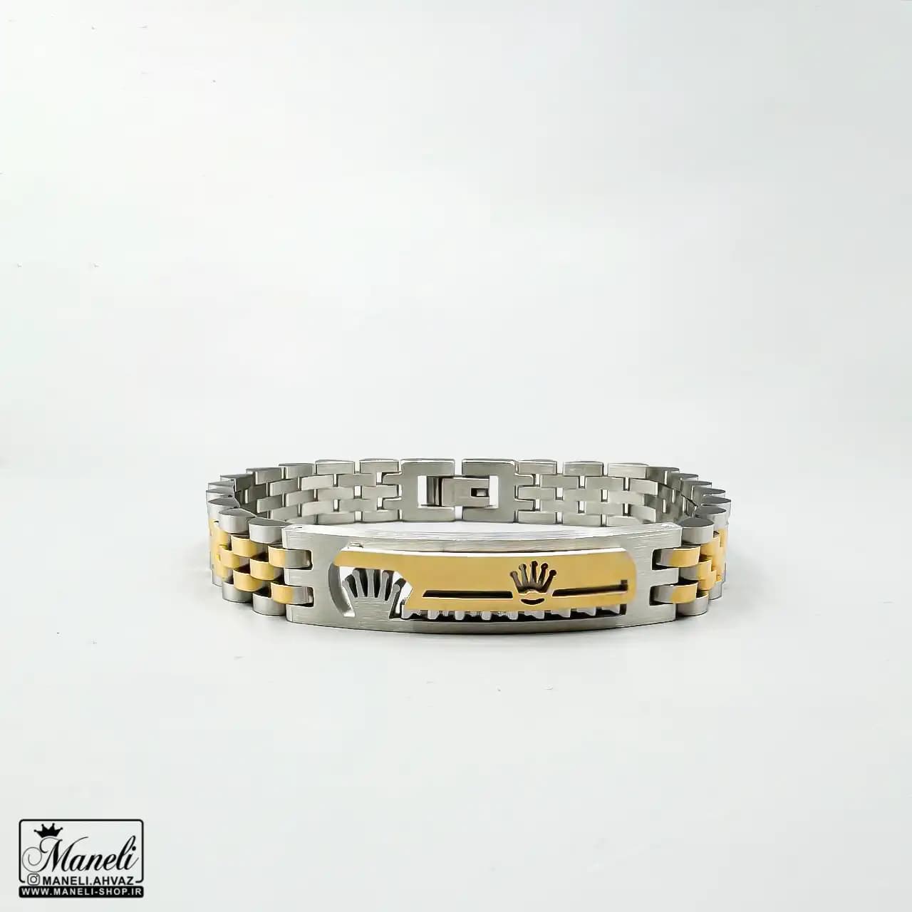 دستبند رولکس پلاک دار ( طلایی نقره ای ) | استیل | درجه یک 14040315 — تصویر ۲