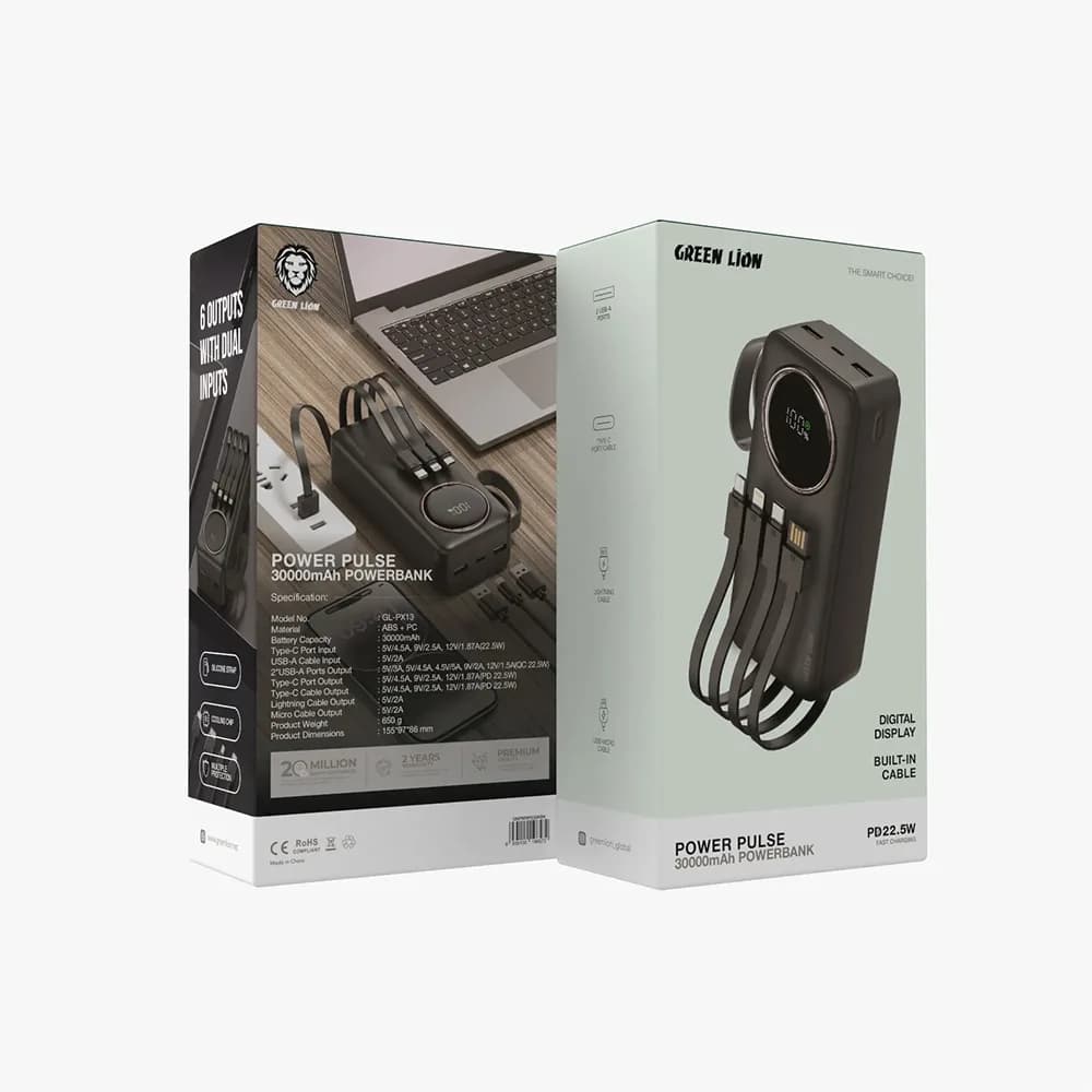 پاوربانک گرین لاین 30000 میلی آمپر ساعت مدل Power Pulse PD 22.5W — تصویر ۲