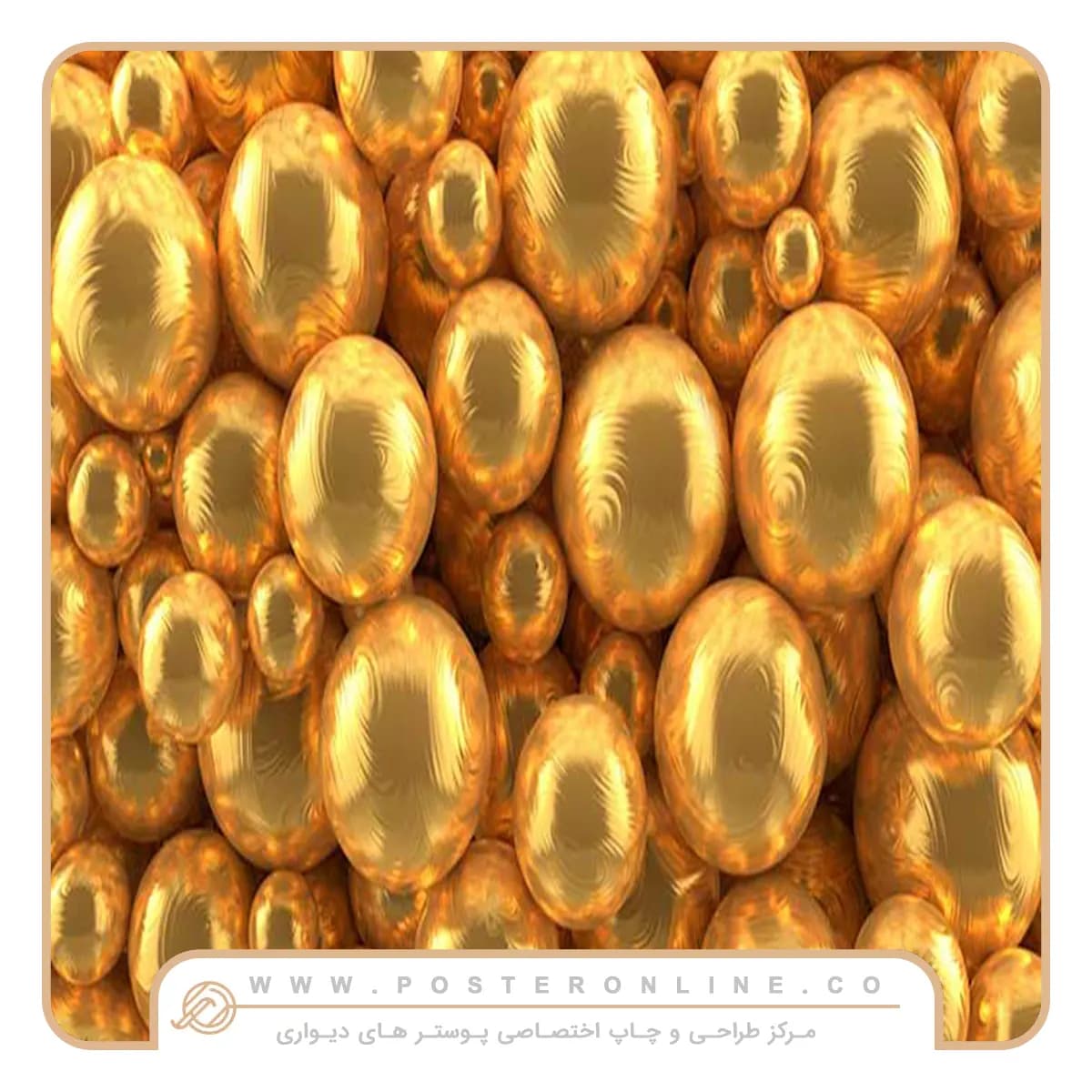 پوستر دیواری سه بعدی طرح گوی های طلایی کد mt-83688 — تصویر ۲