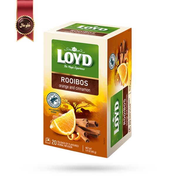 چای رویبوس کیسه ای لوید LOYD مدل رویبوس پرتقال و دارچین Rooibos orange and cinnamon پک 20 تایی (اورجینال)