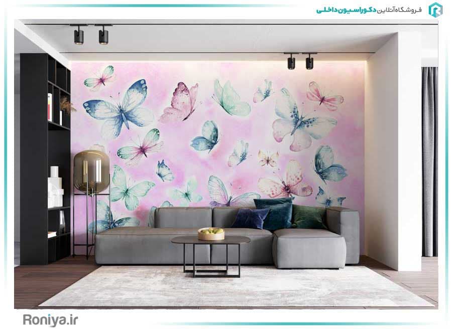 پوستر دیواری پروانه های رنگارنگ کد 3DF-214 — تصویر ۳
