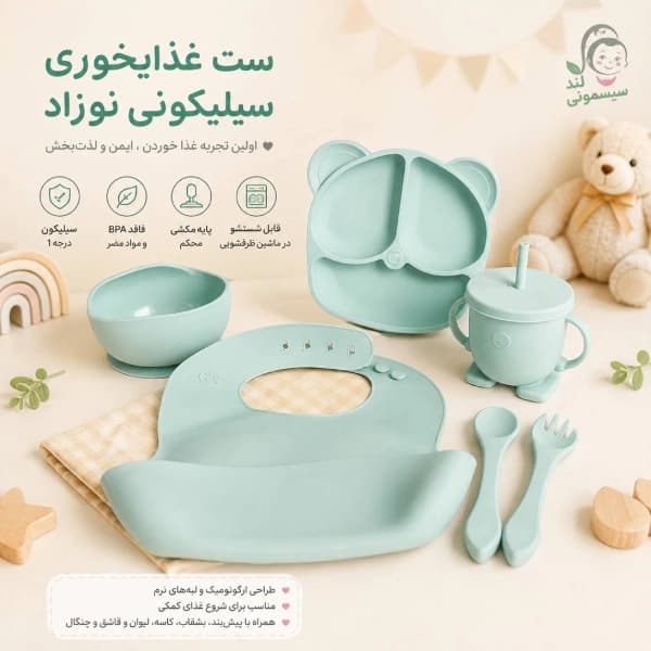 ست غذا خوری سیلیکونی نوزاد و کودک 6 تکه خرسی — تصویر ۲