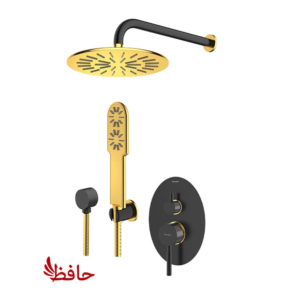 شیر حمام توکار شودر مدل روگن مشکی طلایی تیپ 3 BRASS
