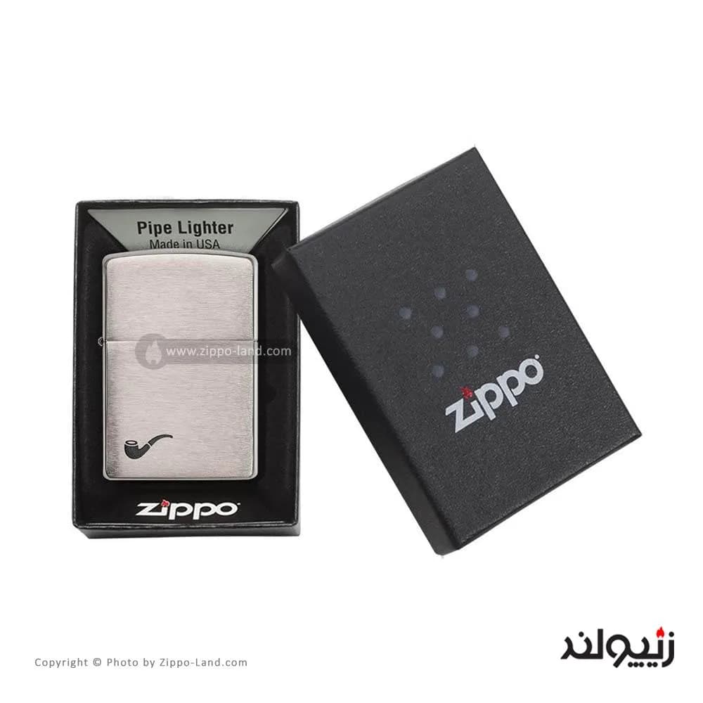 فندک زیپو مدل Pipe Brushed Chrome کد 200pl — تصویر ۴