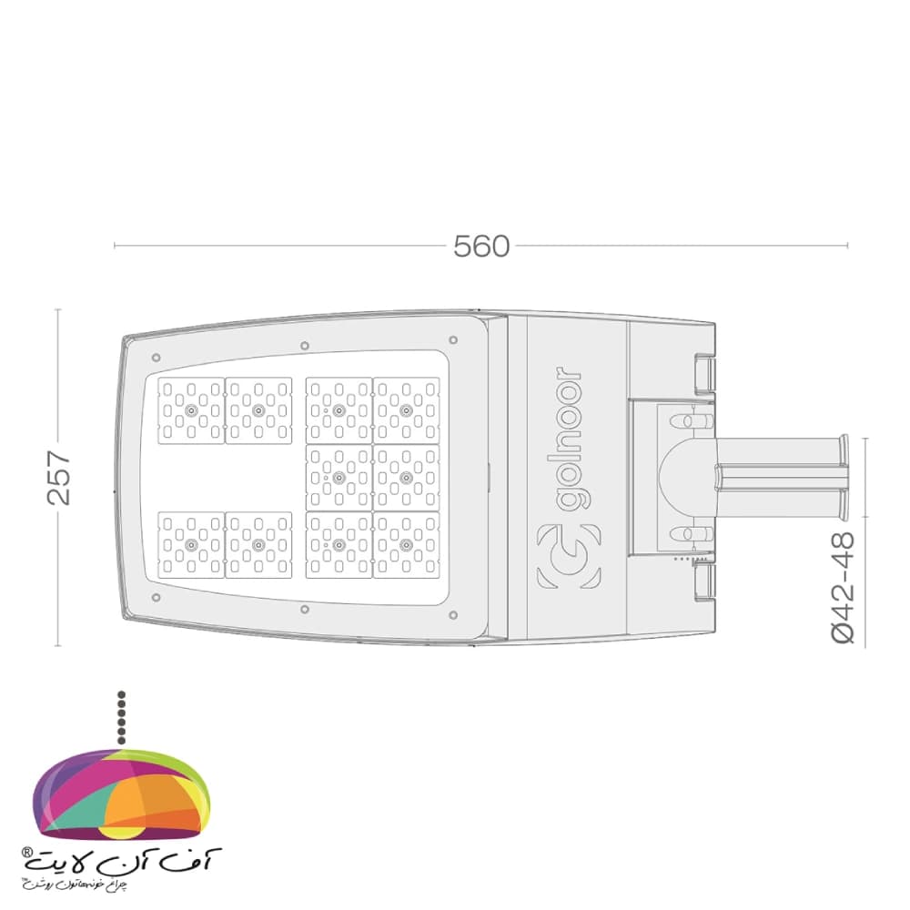 چراغ خیابانی 120 وات LED گلنور مدل ستاره M — تصویر ۲