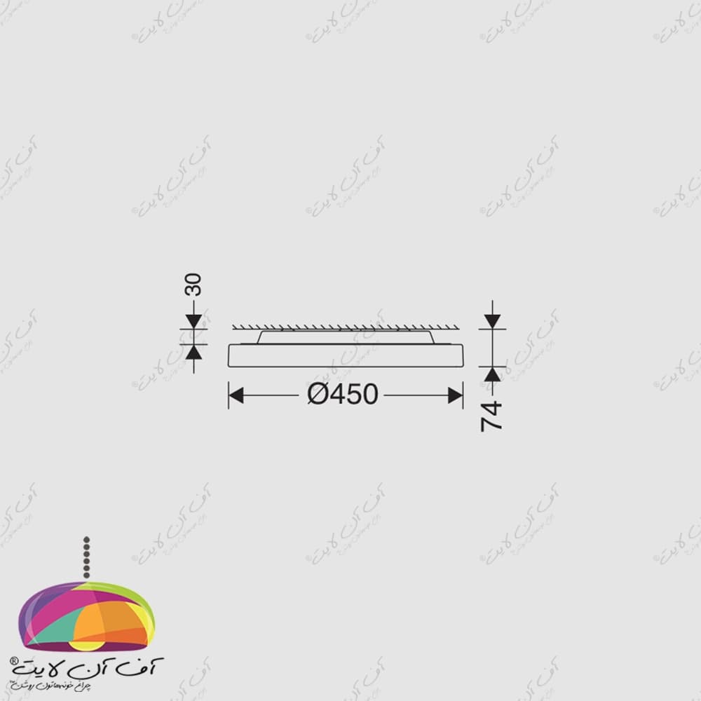 چراغ سقفی LED قطر 45 سانت 28 وات مدل لونا مازی نور — تصویر ۳