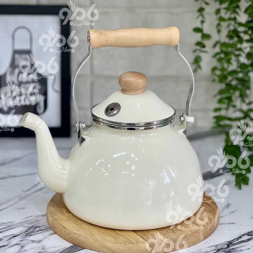کتری تک لعابی دسته چوبی 2.5لیتر ساده — تصویر ۲