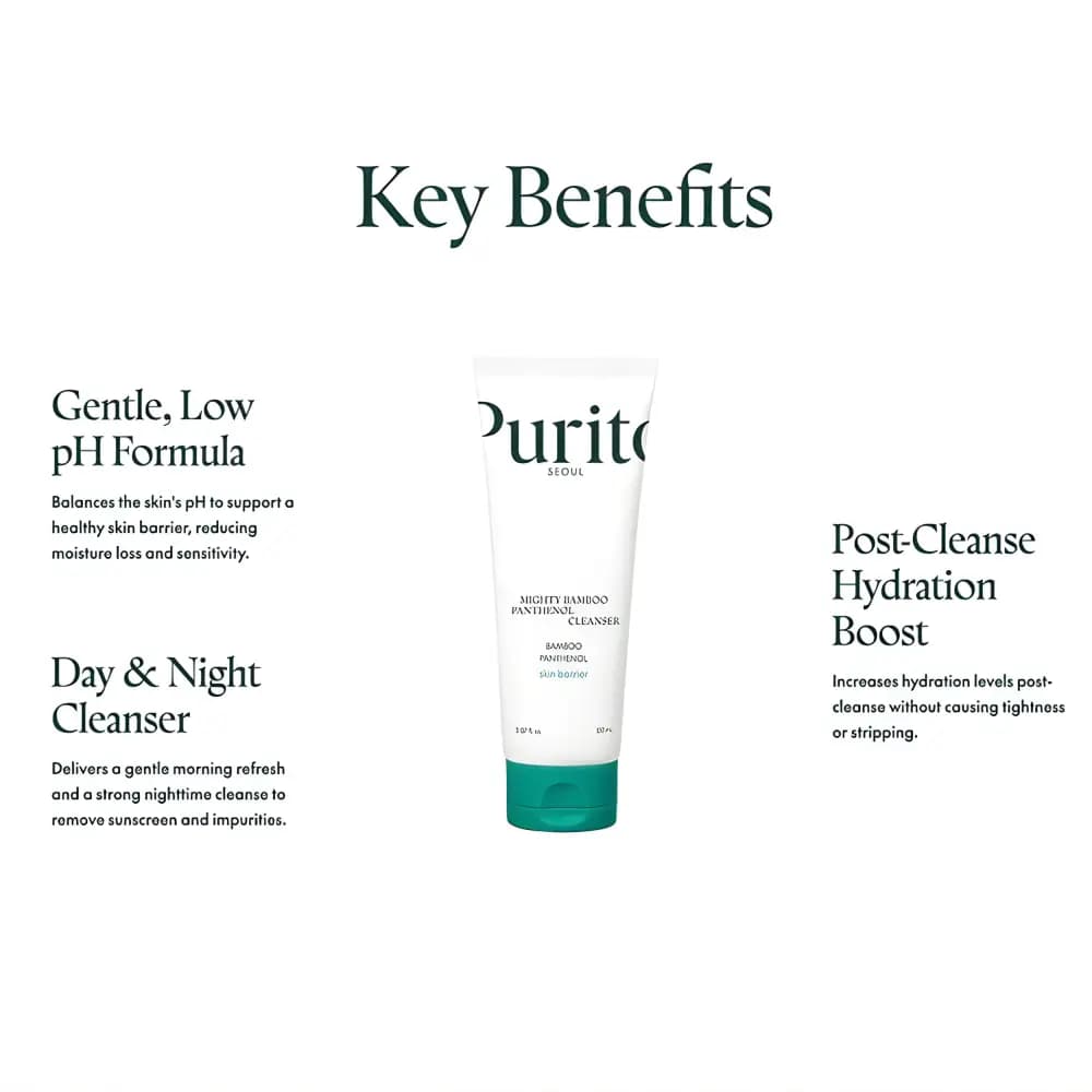 ژل شوینده مرطوب کننده پیوریتو حاوی پانتنول و بامبو | PURITO MIGHTY BAMBOO PANTHENOL CLEANSER MOISTURIZING (حجم 150 میل) اورجینال — تصویر ۳