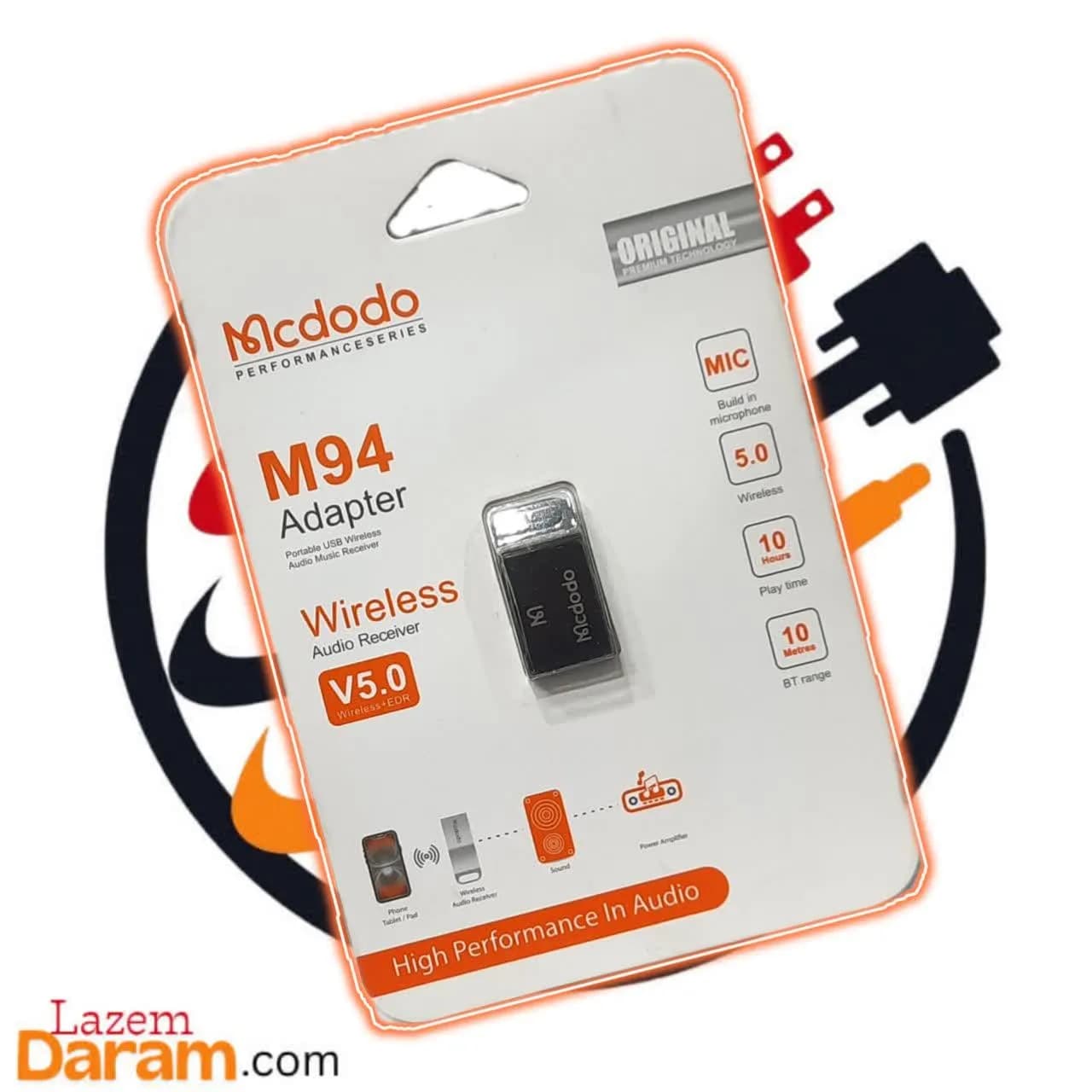 دانگل بلوتوث مکدودو Mcdodo مدل M94 – گیرنده صوتی USB با بدنه فلزی