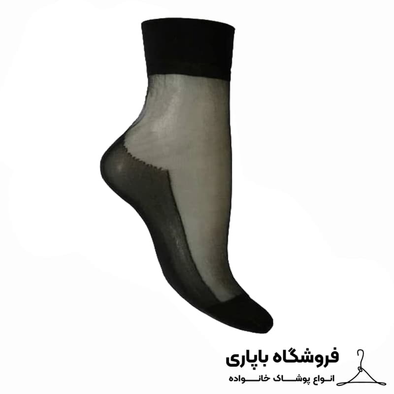 جوراب زنانه شیشه ای کفدار بلند نگین مدل قایقی کد 92 رنگ مشکی