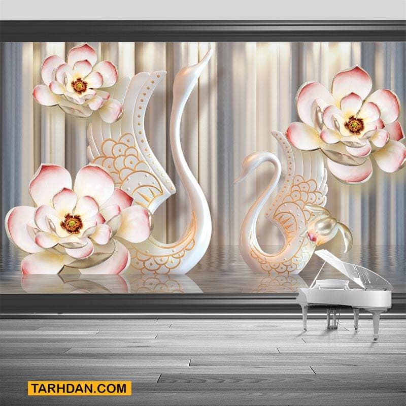 کاغذ دیواری سه بعدی قوها