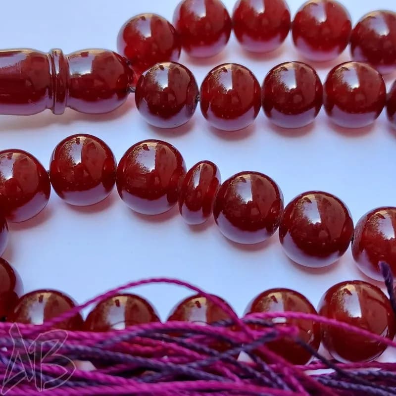 تسبیح سندلوس 33 دانه بودار تراش گرد خوش دست و خوش تراش کد 813 آقابزرگ — تصویر ۳