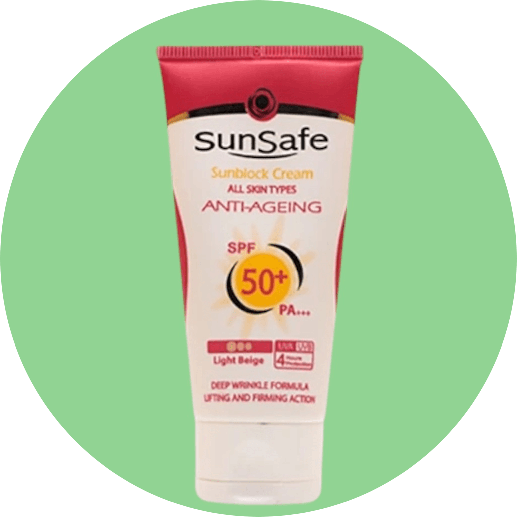 کرم ضد آفتاب ضد چروک +SPF 50 سان سیف مدل بژ روشن حجم 50 میلی لیتر انقضا 1407/2