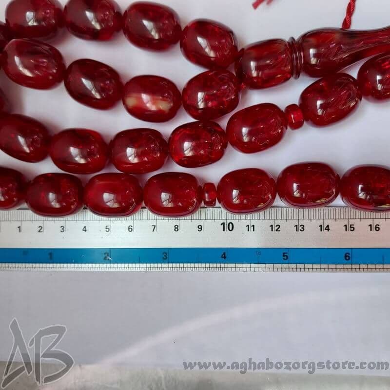 تسبیح سندلوس اصل 33 دانه خربزه ای درشت شمش نایاب رگه دار آلمانی (تراش هنگ کنگ) کد 786 — تصویر ۷