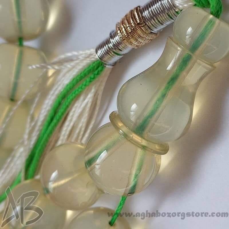 تسبیح سندلوس اصل معطر 33 دانه اپالین گرد شمش کمیاب تراش کردستان کد 784 — تصویر ۴