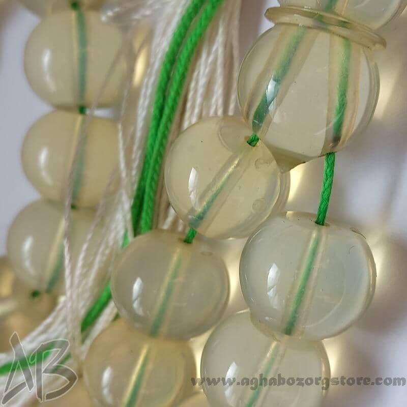 تسبیح سندلوس اصل معطر 33 دانه اپالین گرد شمش کمیاب تراش کردستان کد 784 — تصویر ۳