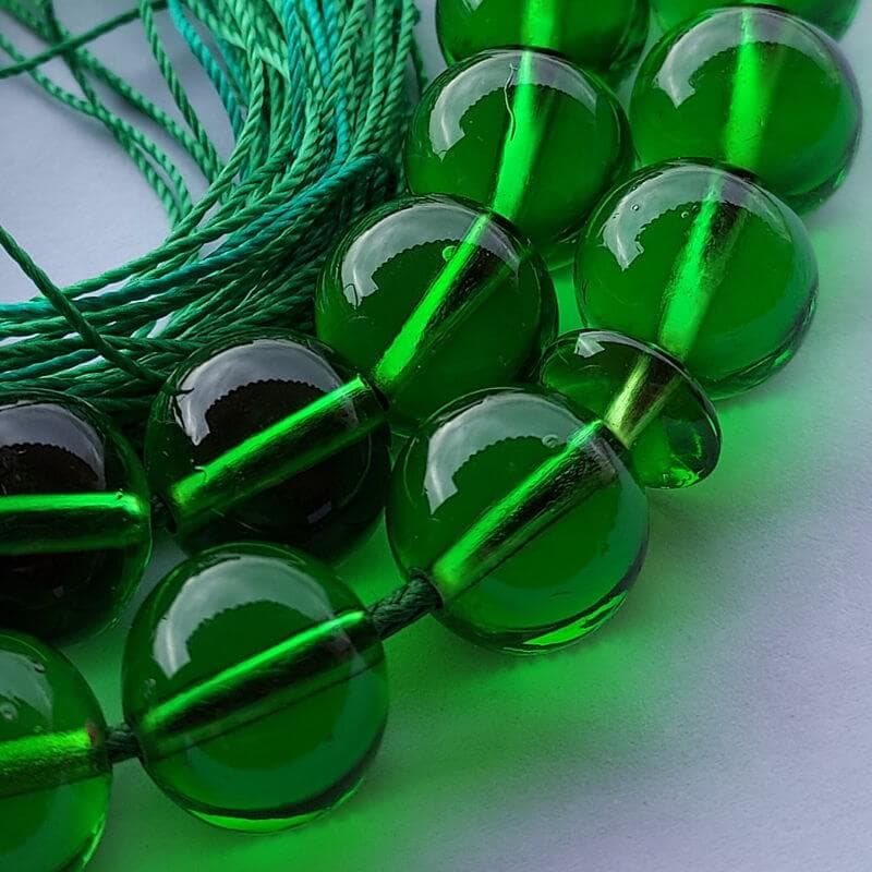 تسبیح سندلوس اصل بودار سبز 33 دانه گرد کد 701 — تصویر ۲