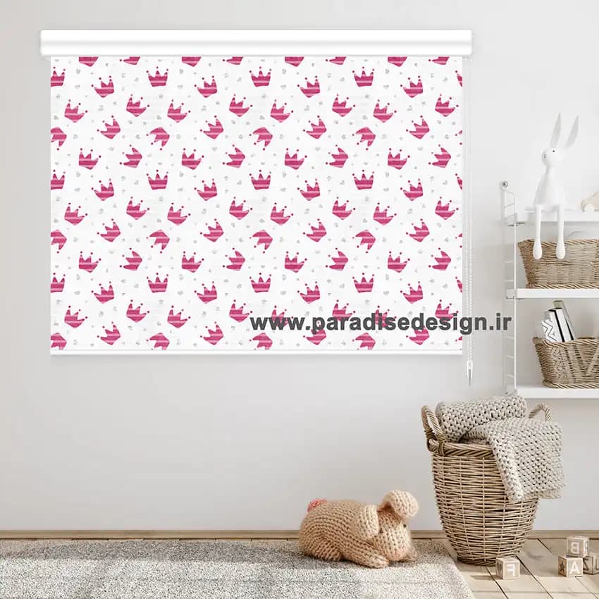 پرده زبرا اتاق کودک طرح تاج قرمز کد L14
