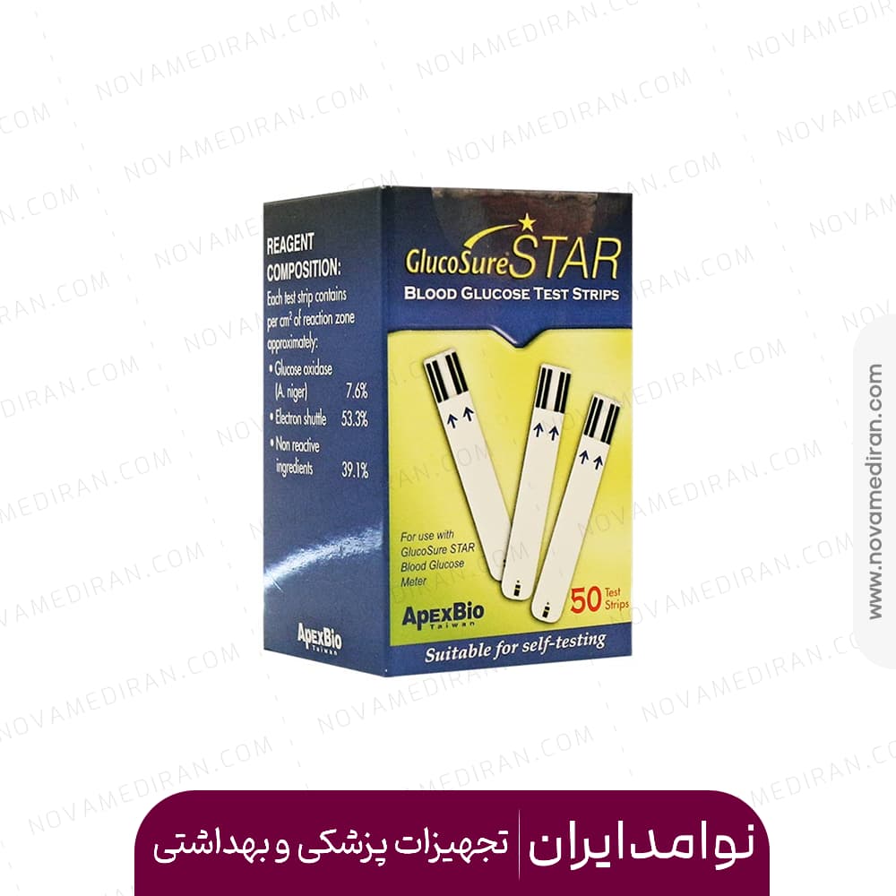 نوار تست قند خون گلوکوشور استار 50 عددی