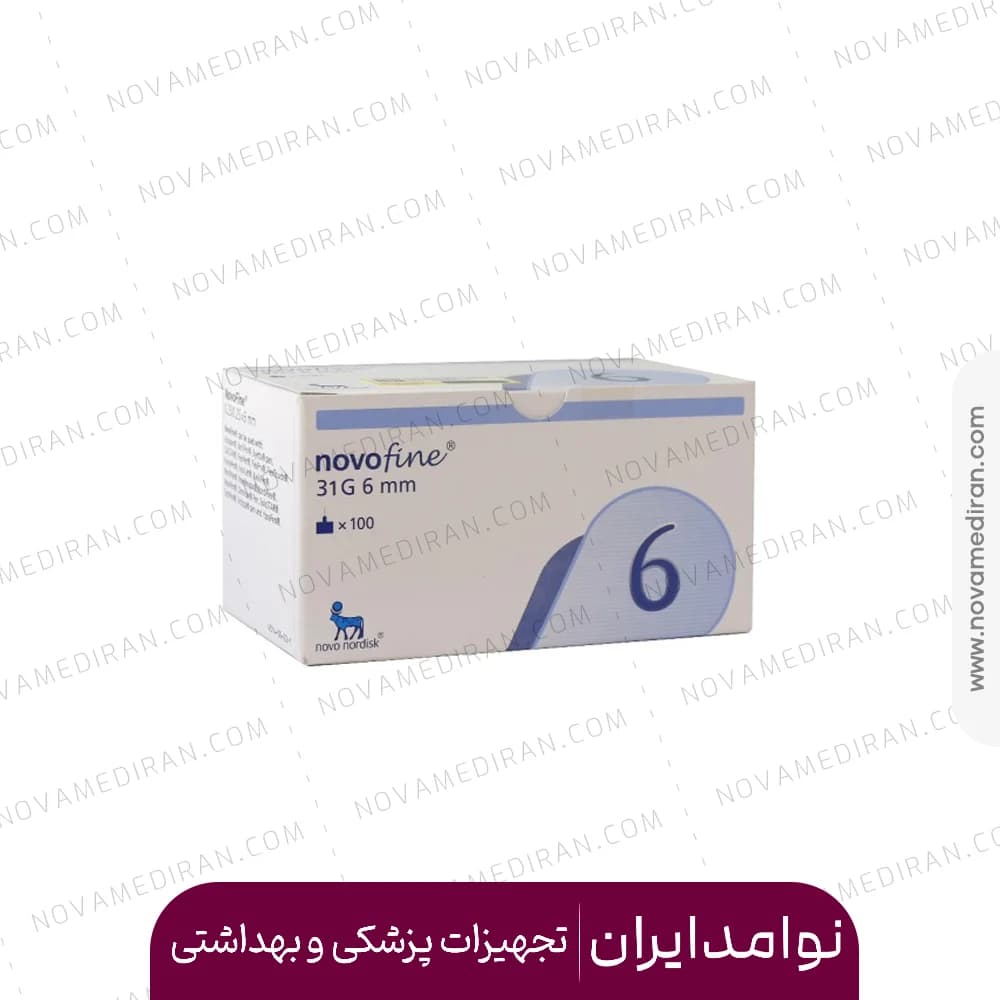 سرسوزن قلم انسولین ۶ میلی متر نووفاین Novofine بسته ۱۰۰ عددی