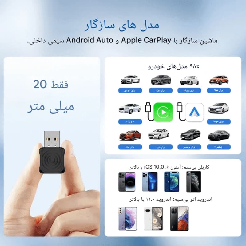 دانگل وایرلس | تبدیل CarPlay و Android Auto به بیسیم نسخه اورجینال و اصلی-فروش استثنائی — تصویر ۳