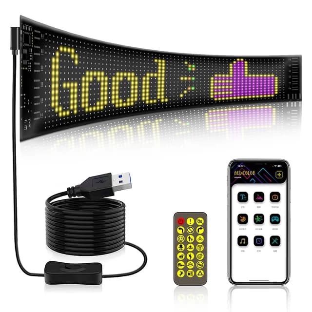 نمایشگر منعطف LED خودرو مدل 37×9 سانتیمتر | پنل ماتریکسی هوشمند با کنترل از راه دور-فروش استثنائی — تصویر ۸