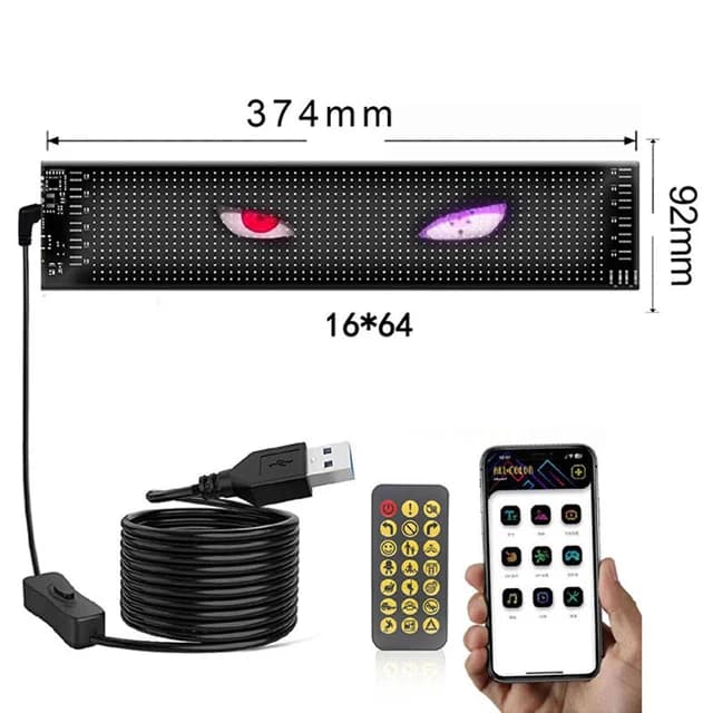 نمایشگر منعطف LED خودرو مدل 37×9 سانتیمتر | پنل ماتریکسی هوشمند با کنترل از راه دور-فروش استثنائی