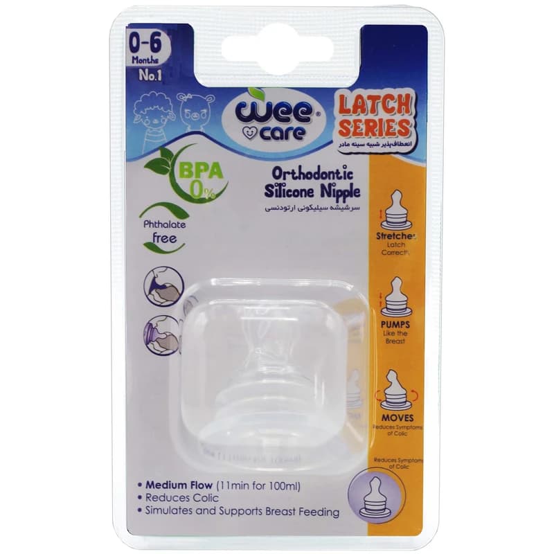 سرشیشه وی کر مدل ارتودنسی دهانه استاندارد ارتجاعی سری Latch سایز 0-6 ماه -(Wee Care-N508) — تصویر ۲