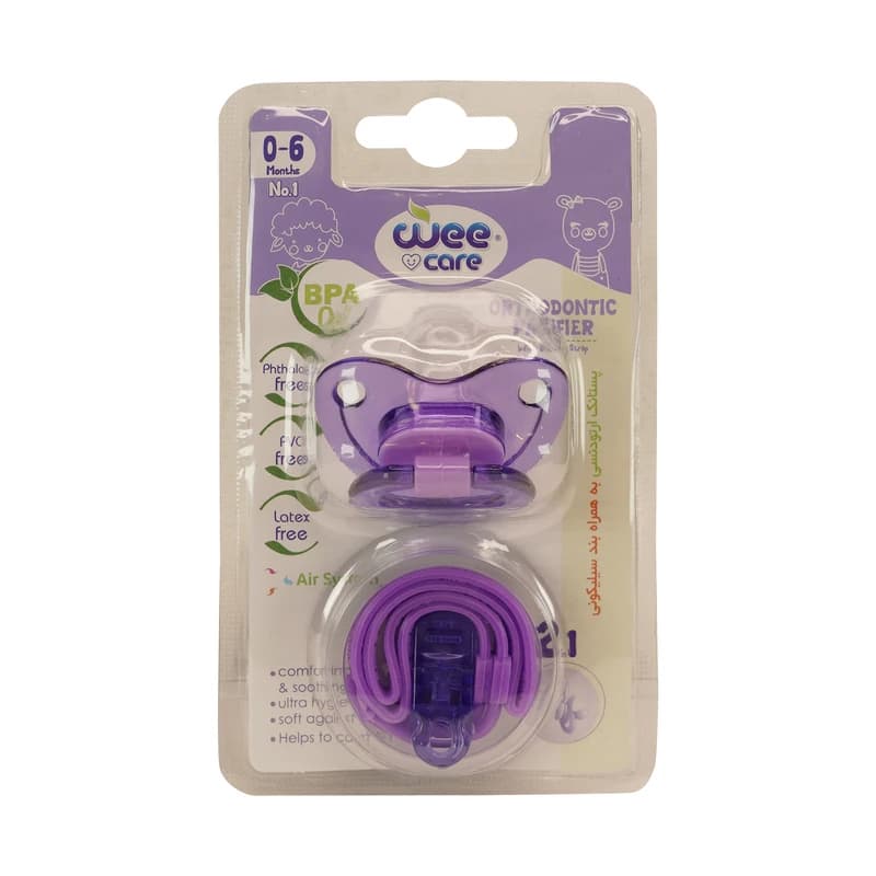پستانک ارتودنسی وی کر مدل شفاف Fancy سایز 0-6 ماه کد P150 به همراه بند — تصویر ۴