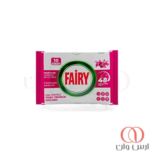 دستمال سطوح چندمنظوره فیری FAIRY با رایحه گل لیلیوم بسته ۱۰ عددی