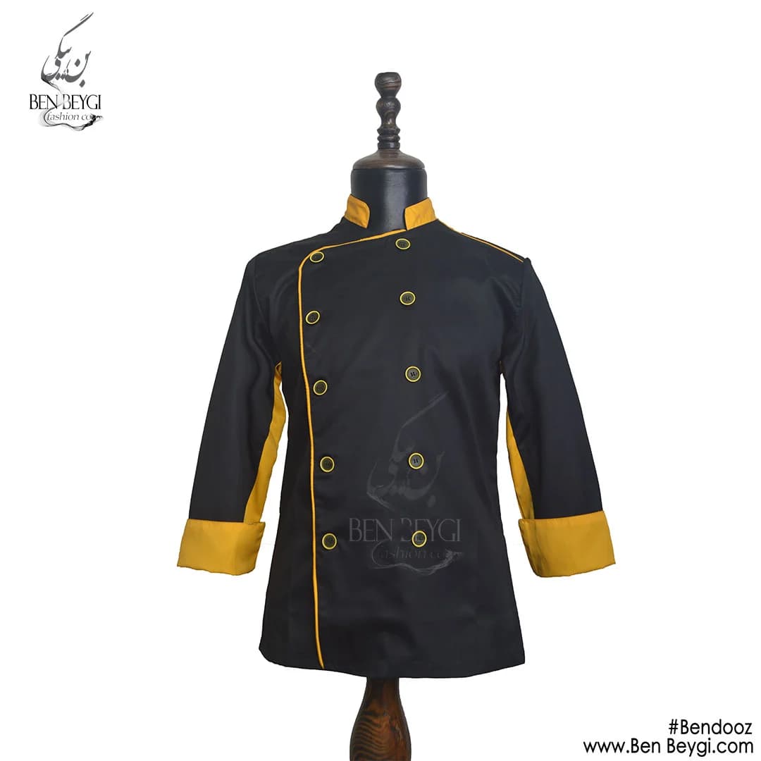 کت سر آشپز مردانه پارچه کجراه دو ردیف دکمه مغزی دوزی شده کد 16142