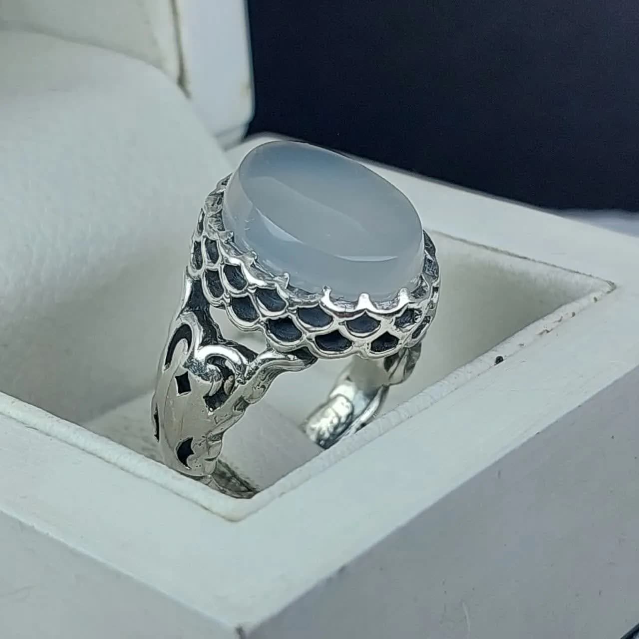 انگشتر نقره عقیق کبود کد 4212 — تصویر ۳