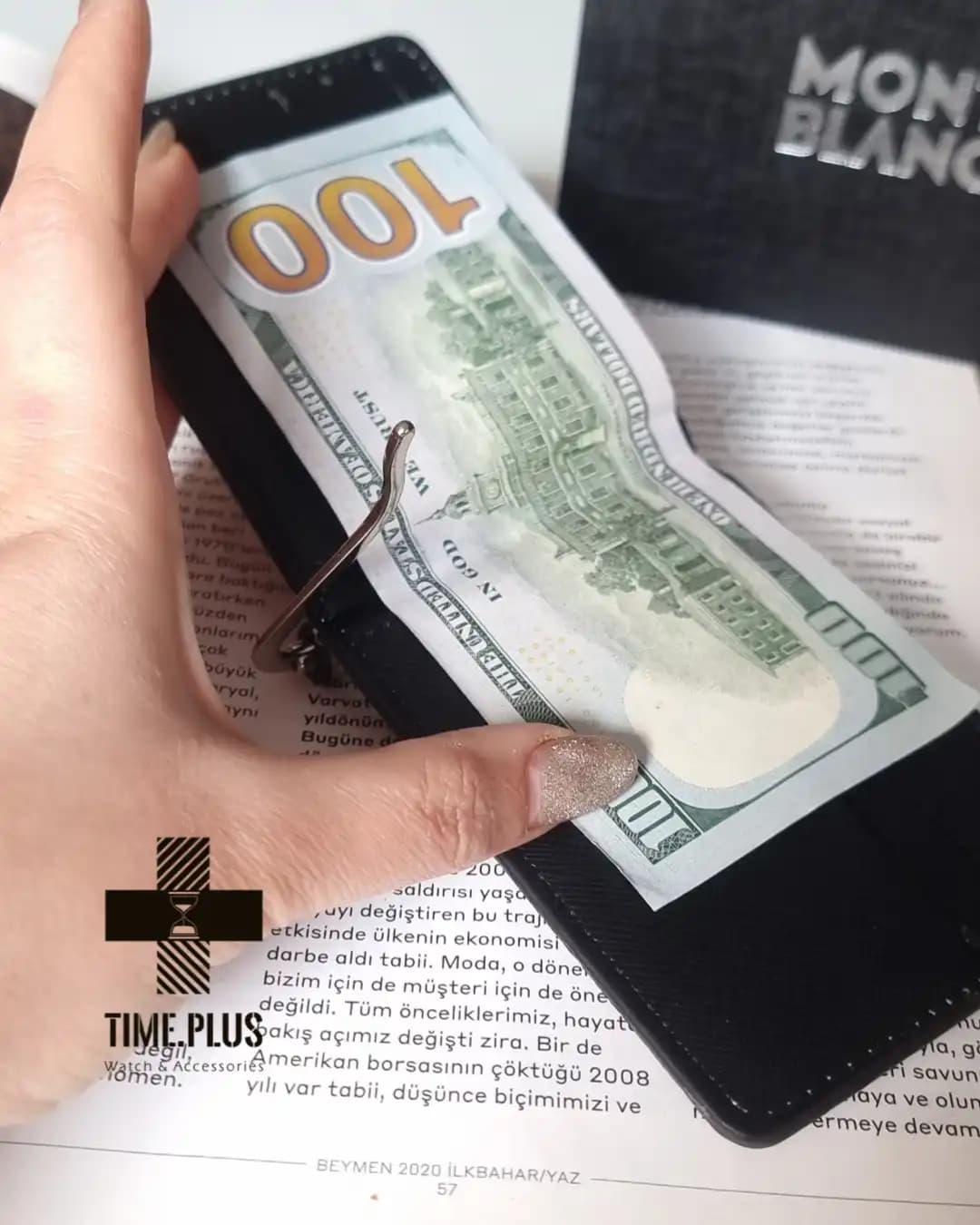 جاکارتی مانی کیپر چرم مون بلان کرم طرح فلوتر — تصویر ۶