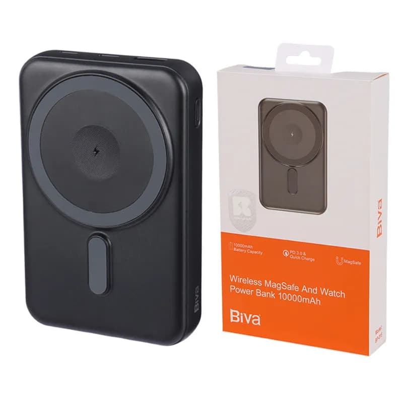پاوربانک وایرلس 10000 مگ سیف بیوا Biva BP-015 توان 22.5 وات دارای قابلیت شارژ اپل واچ — تصویر ۳