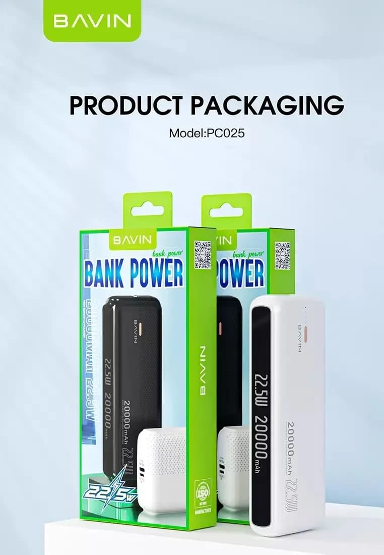 پاوربانک 20000 باوین Bavin PC025 Power Bank توان 22.5 وات — تصویر ۵