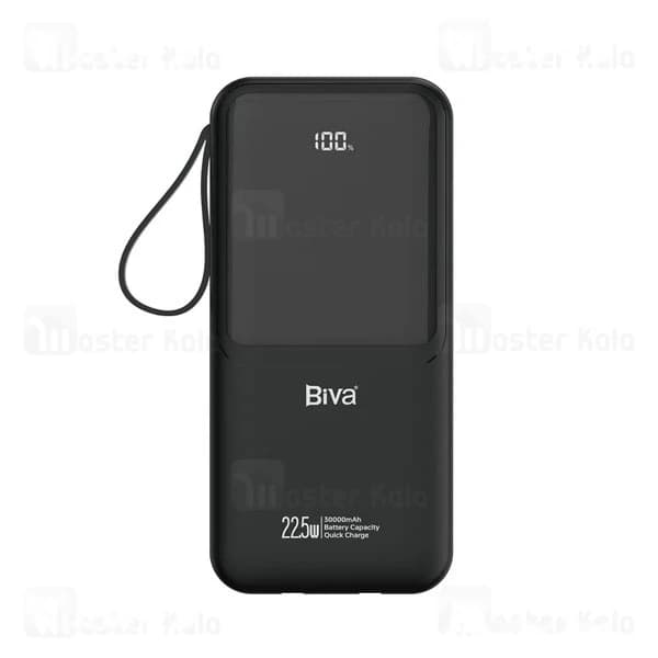 پاوربانک 30000 بیوا Biva BP-087 Power Bank توان 22.5 وات با کابل متصل — تصویر ۳