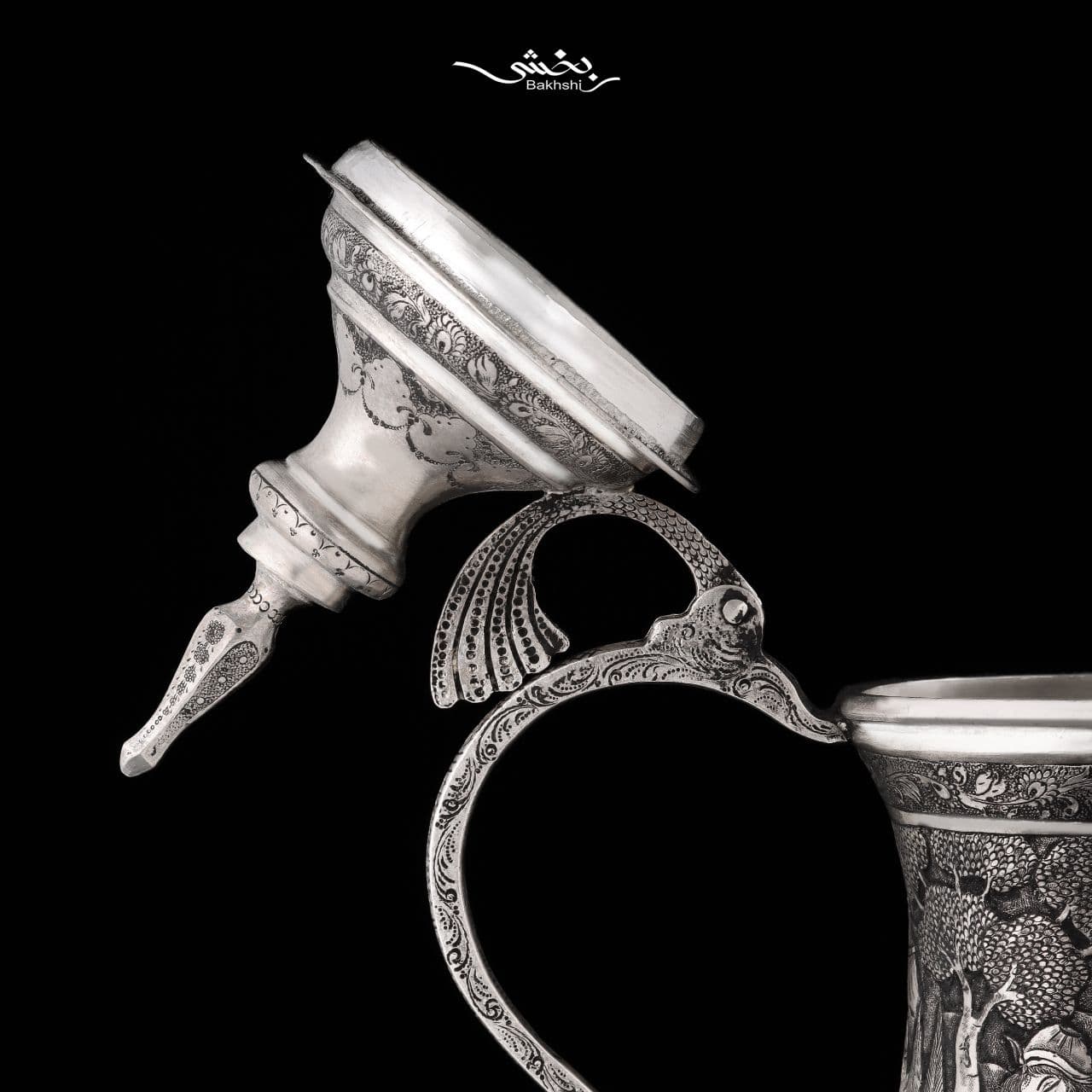 قهوه خوری نقره دسته دار مینیاتور — تصویر ۵