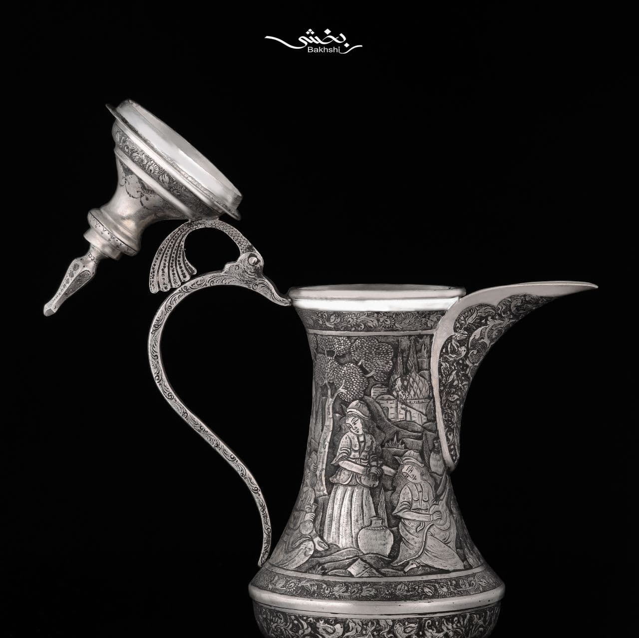 قهوه خوری نقره دسته دار مینیاتور — تصویر ۴