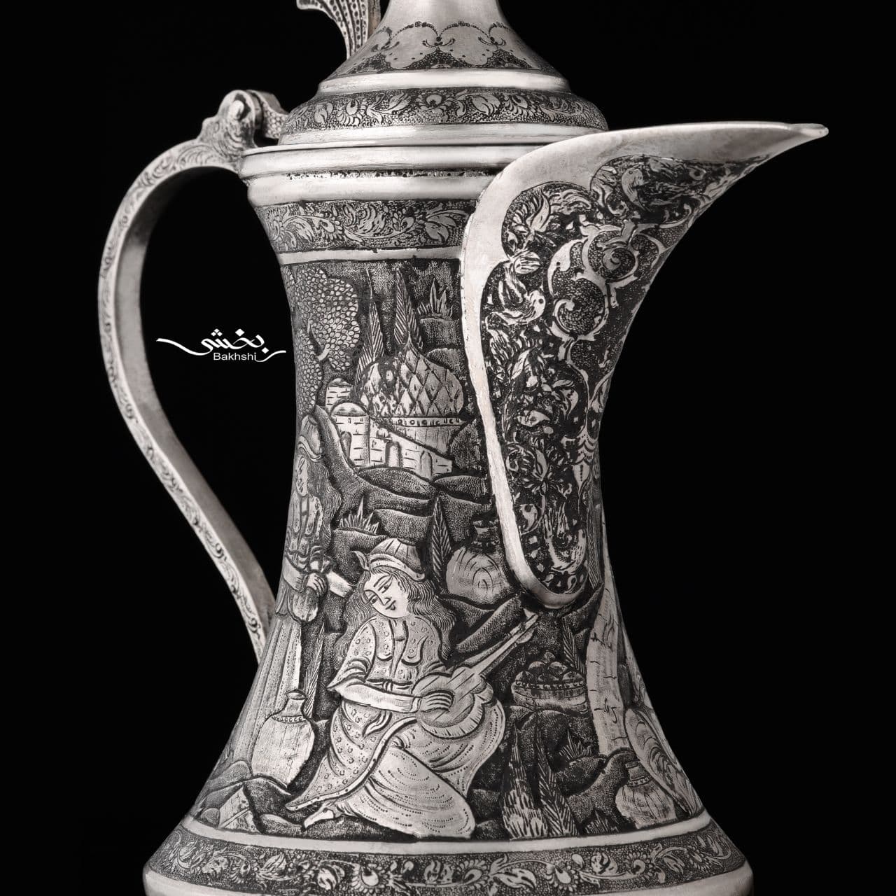 قهوه خوری نقره دسته دار مینیاتور — تصویر ۳