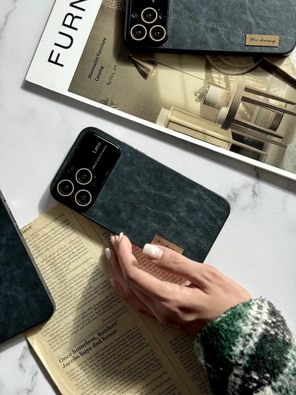 قاب Black Leather Lens (کدC1478) — تصویر ۲