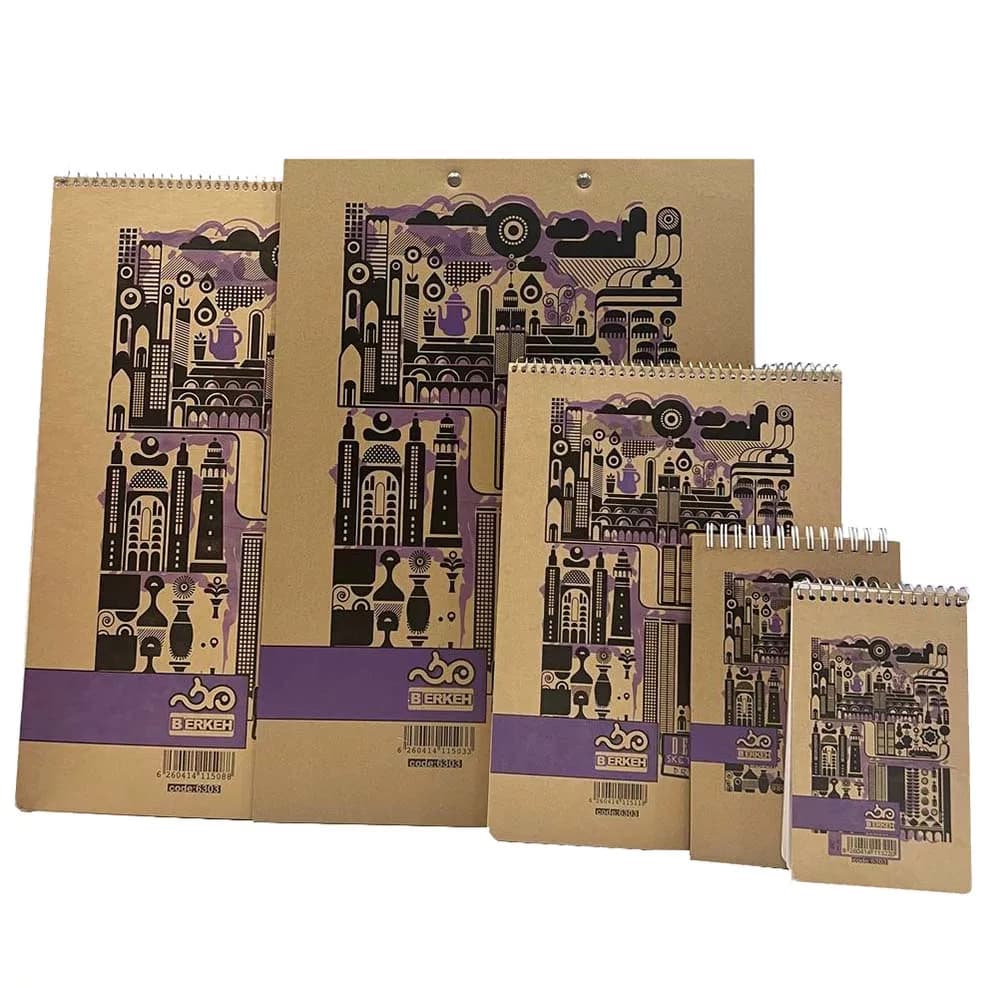 دفتر طراحی 60 برگ برکه به همراه تخته شاسی و دفترچه یادداشت کد 6303 مجموعه 5 عددی