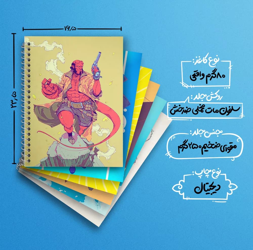 دفتر زبان 50 برگ خندالو مدل دو خط طرح بتمن و مرد عنکبوتی کد 822 مجموعه 6 عددی — تصویر ۴