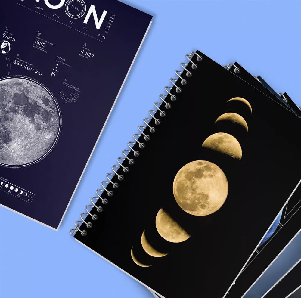 دفتر زبان 50 برگ خندالو مدل دو خط طرح ماه (Moon) کد 860 مجموعه 6 عددی — تصویر ۶