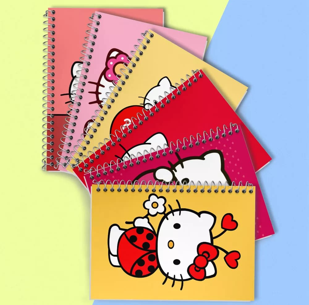 دفتر زبان 50 برگ خندالو مدل دو خط طرح هلو کیتی (Hello Kitty) کد 285 مجموعه 6 عددی — تصویر ۲