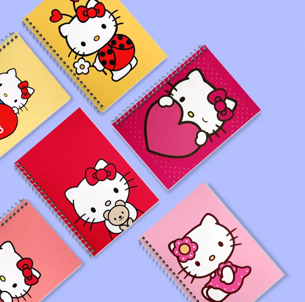 دفتر زبان 50 برگ خندالو مدل دو خط طرح هلو کیتی (Hello Kitty) کد 285 مجموعه 6 عددی — تصویر ۸
