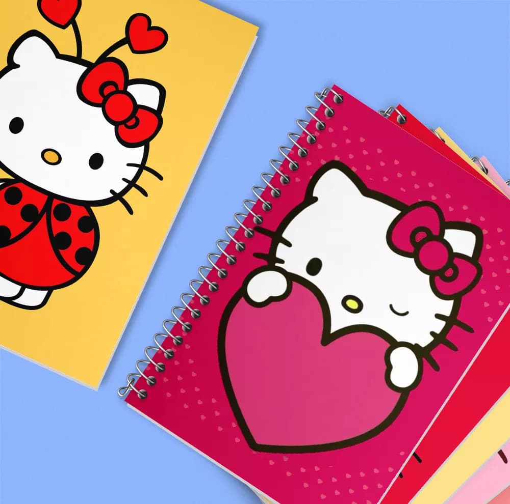 دفتر زبان 50 برگ خندالو مدل دو خط طرح هلو کیتی (Hello Kitty) کد 285 مجموعه 6 عددی — تصویر ۶