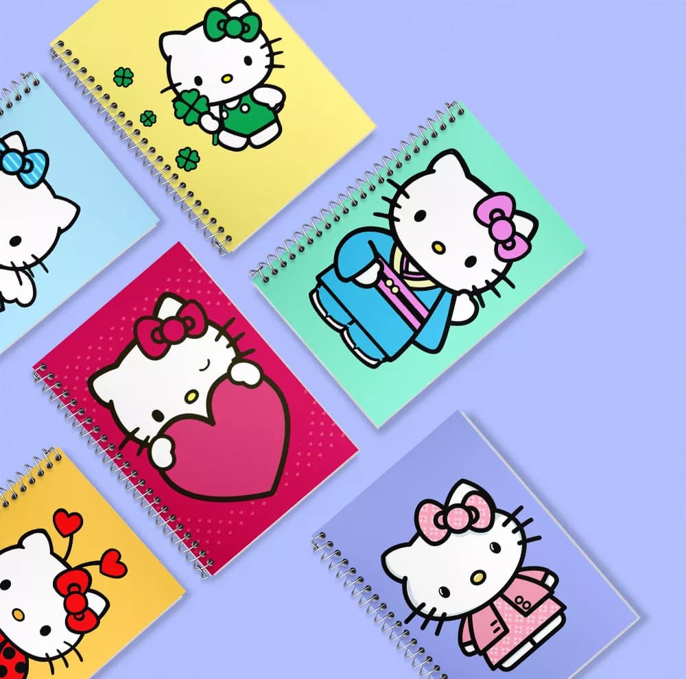 دفتر زبان 50 برگ خندالو مدل دو خط طرح هلو کیتی (Hello Kitty) کد 283 مجموعه 6 عددی — تصویر ۸